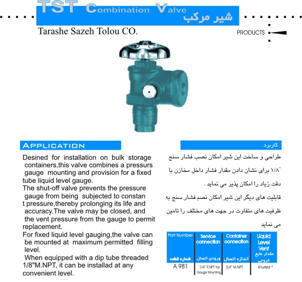 صفحه کاتالوگ فنی شیر مرکب A 981